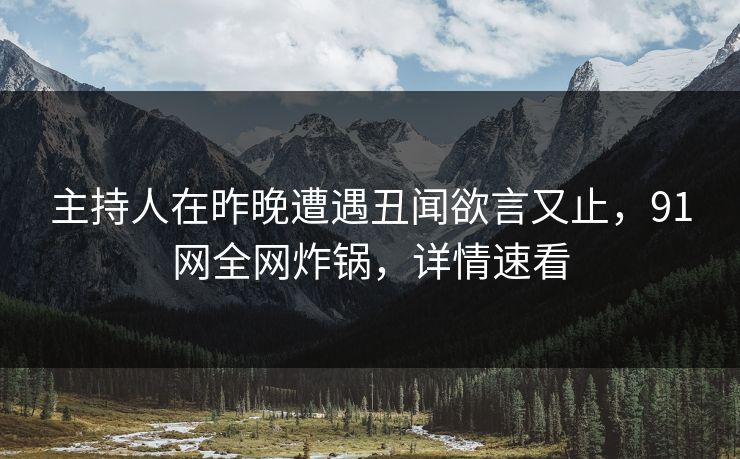 主持人在昨晚遭遇丑闻欲言又止，91网全网炸锅，详情速看