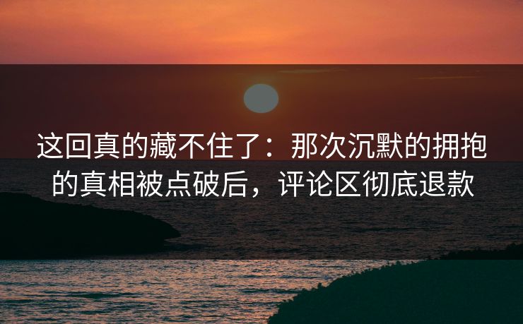 这回真的藏不住了：那次沉默的拥抱的真相被点破后，评论区彻底退款