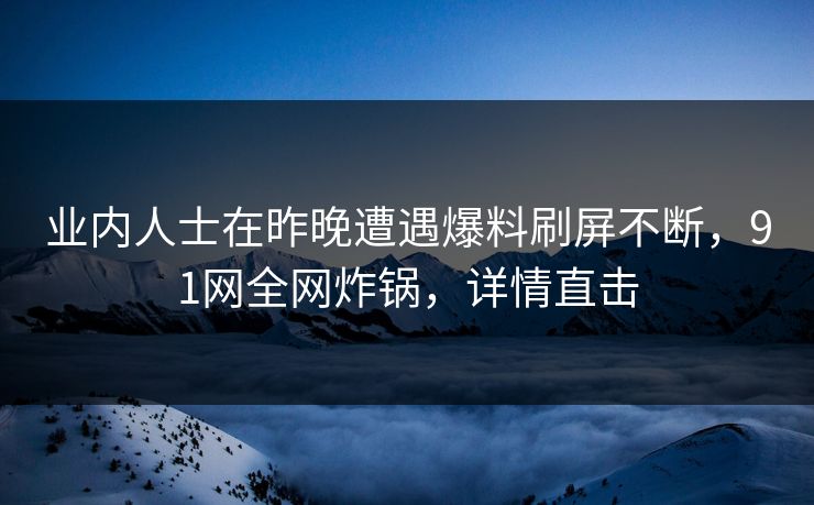 业内人士在昨晚遭遇爆料刷屏不断，91网全网炸锅，详情直击