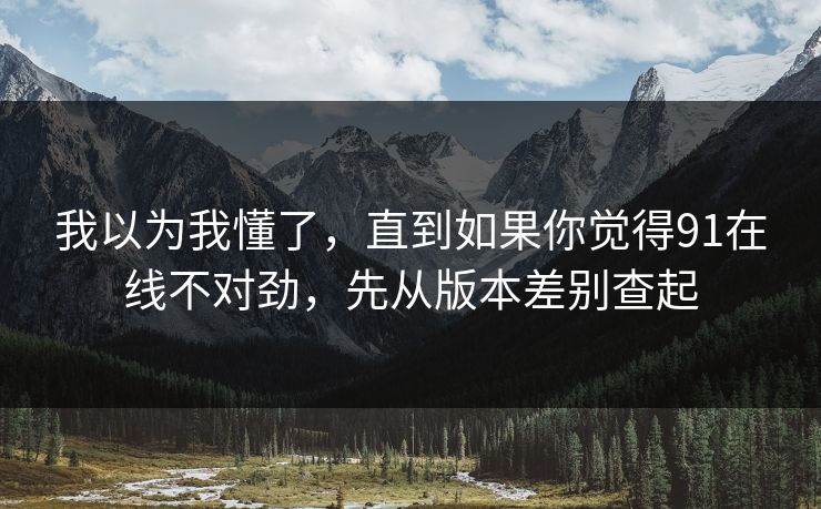 我以为我懂了，直到如果你觉得91在线不对劲，先从版本差别查起